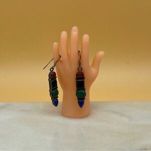 Vintage multicolor dangle earrings sterling silver 925 - 00G04M